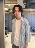 センターパートパーマ