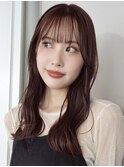 ココアブラウン ローズブラウン 波巻き ラウンドバング ロング