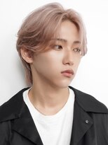 サンクマーケット 渋谷(cinq MARKET)&nbsp;韓国メンズピンクベージュミルクティーカラーセンターパートヘア