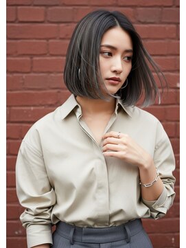 フルショウ 小牧(FURUSHO) シルバーベージュ/ミニマルボブ/パラパラブリーチ