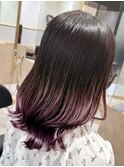 「伸びかけ黒髪を活かす！バイオレットグラデーション」