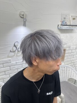 ヘアーグランデシーク(Hair Grande Seeek) メンズマッシュハイトーンシルバーアッシュカラーブリーチ一回☆