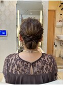 お呼ばれパーティーヘアセットシニヨン