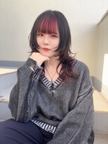 リアイス(Re:ICE) ルビーレッドインナーカラーミディアムウルフハッシュカット