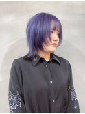 パープル×ブラックインナー×ミディアムウルフレイヤー