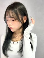 リアン バイ キートス(Lien by kiitos) 割れない顔まわり/レイヤーカット/ハッシュカットオリーブカラー