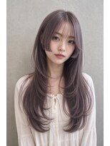 ラックスビーギャラリー なんば駅前店(LUXBE GALLERY) 髪質改善 ラベンダーアッシュ 大人シースルーロング