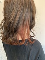 リアン(Lien)&nbsp;Lien☆インナーカラー×オレンジベージュ×小顔ミディ