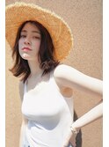 ミディアムマッシュウルフベージュ_オリーブカラーくすみカラー