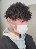 波巻きツイストスパイラルパーマ刈り上げマッシュショート束感