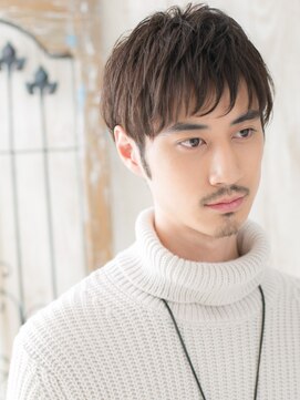 メンズヘア ビーセカンド 草加店(MENS HAIR B-2) オリーブベージュの立体感パーマでユニセックスショートS草加