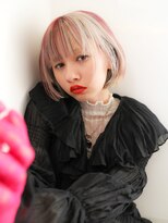 テトヘアー(teto hair) ボブ ブロンド ピンク ぱっつん 内巻き インナーカラー ロー