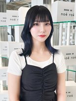 ノエロク 岐阜(noe rok)&nbsp;ブルーブラック顔まわりレイヤースタイル7-5