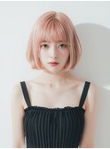 ベビーピンク/ダブルカラー/イメチェン/ケアブリーチ/ボブ