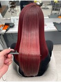 20代30代大人可愛い髪質改善カラーチェリーレッド透明感