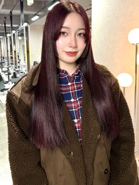 ゲームバイアランスミシー 心斎橋(GAME by Alan Smithee) レッドブラウン/ブリーチなしダブルカラー/姫カット/髪質改善