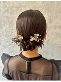 結婚式お呼ばれツインシニヨン／ヘアセット/ふわふわ/アレンジ