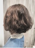 ニュアンスパーマミディアムボブマロンベージュ30代40代50代