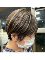 ベルベットヘア 千早店(Velvet hair)&nbsp;ショート×コントラストエアタッチバレイヤージュ【福岡 聖容】