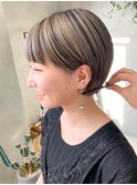 ローライト　ショートヘア　ハンサムショート　デザインカラー