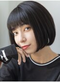 ぱつっとライン黒髪ミニボブ[似合わせカット/美髪/大人かわいい]