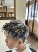 セクションカラーメッシュアッシュ刈り上げジェットモヒカン