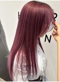 ピンクレッド 顔まわりカット 10代、20代、30代女性