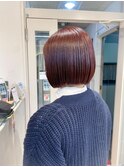横浜★まるっと切りっぱなしボブのブラウンピンク