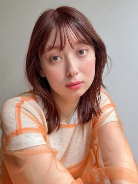 ローネス(LONESS) アプリコットオレンジ　ブリーチ無し　外ハネボブ　ウルフボブ