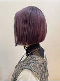 ハイトーンくすみバイオレット/切りっぱなしボブ