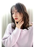 美髪外ハネボブワイドバング顔周りレイヤー×ふんわりミディアム