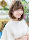 斜めバングココアブラウンボブレイヤーカットc7北浦和20代30代