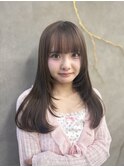 レイヤーカット/顔周りカット/透明感カラー/グレージュ