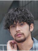 渋谷波巻きスパイラルパーマシャドウパーマメンズマッシュウルフ