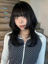 ゼスト パーク(ZEST PARK)&nbsp;ミディアムウルフレイヤー顔周りカットダークグレー　kanon