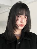 レイヤーカットディープグレイカラー暗髪
