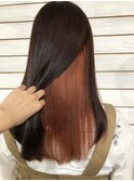【渋谷エクステ・カラーBeee/安部 郁美】インナーカラーオレンジ