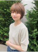 大人かわいい丸みショートハイトーンミルクティー