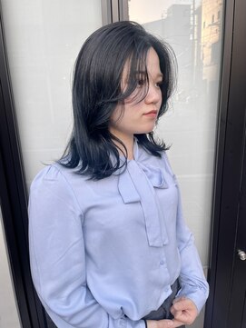 ヘアー アイス ルーチェ(HAIR ICI LUCE) ブルーブラックブリーチなしカラーグレージュカラー/中西