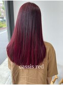 大人可愛いレイヤーカットカシスレッドブリーチなし伸ばしかけ