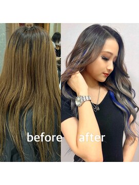 ガルボヘアー 桟橋店(garbo hair) プルシールエクステ　　ハイライト　グレー　シルバー　グラデ