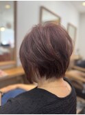 ピンクブラウンのショートボブ♪