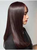 ダークブラウン美髪ストレート矯正韓国風艶髪ロングレイヤー