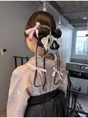 ツインアレンジ　ツインヘア　ツインお団子　編み込み