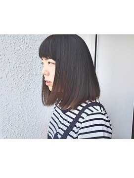 アン ヘア デザイン(un hair design) 【　un  】ダークアッシュ×ボブ×ギザギザバング