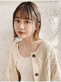 ボブロブヘアカーキグレージュオリーブベージュ大人かわいい小顔