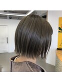 【ブリーチあり】切りっぱなしボブ×オリーブベージュカラー
