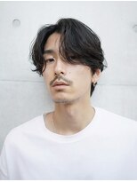 センターパートカルマパーマビジネス韓国ヘアシャドウパーマ