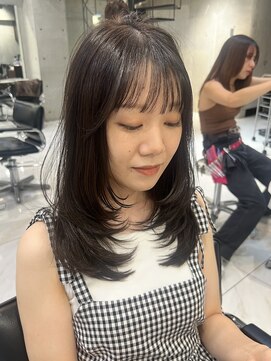 サイン 渋谷(SIGN) 韓国ヘアーハッシュカットレイヤーカットグレージュブリーチ無し