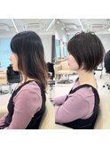 前髪あり耳掛け丸みくびれ大人ショートボブ20代30代40代50代＊